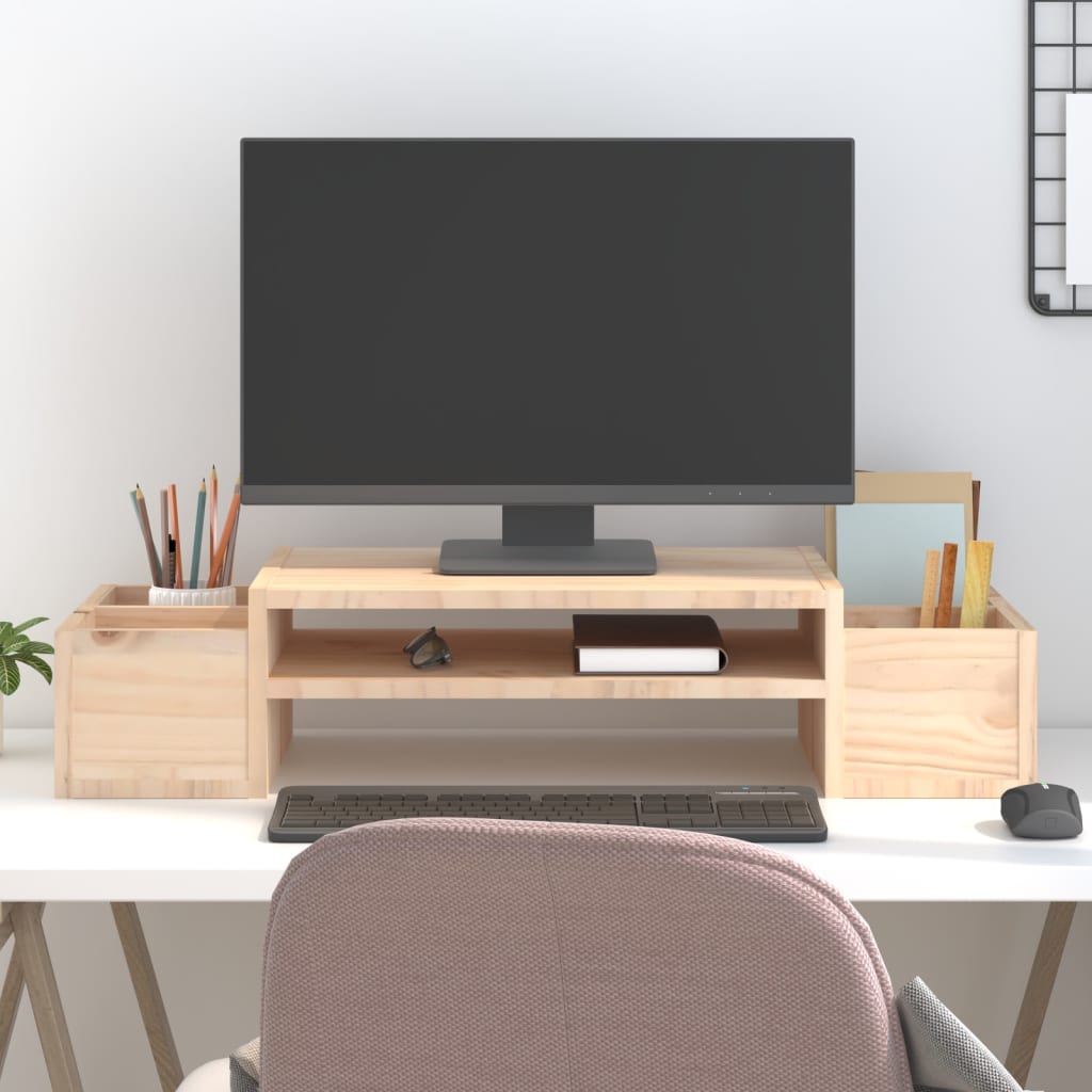 Vidaxl monitorstandaard 70x27,5x15 cm massief grenenhout