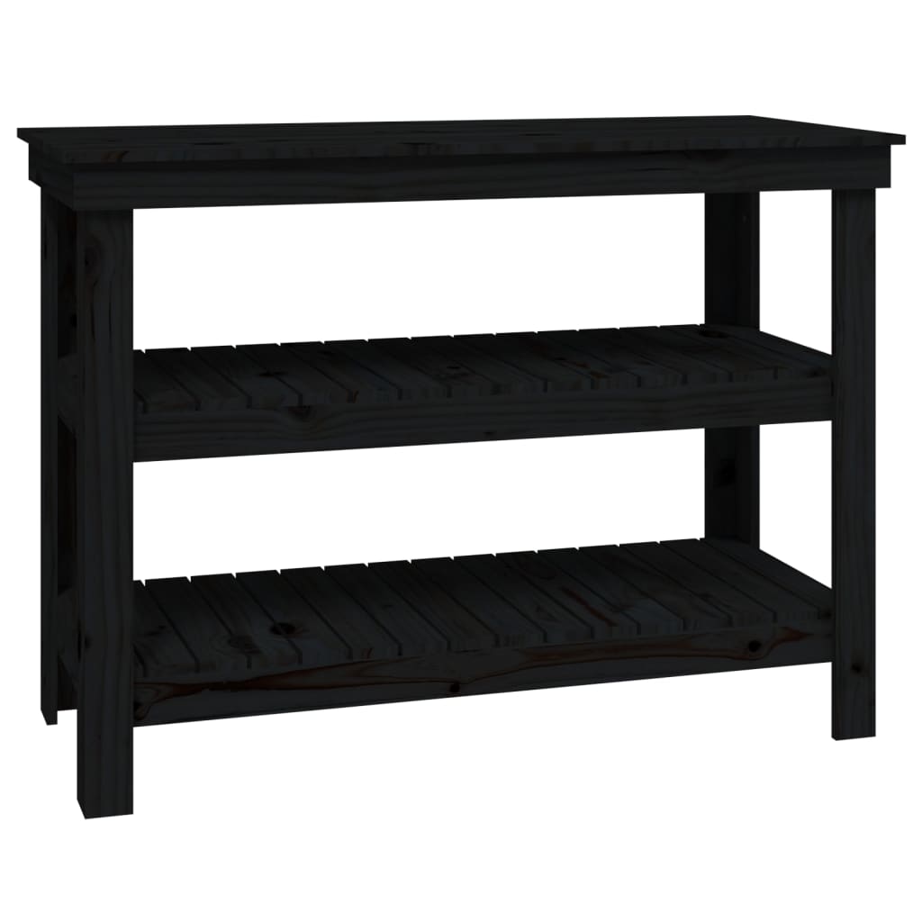 Vidaxl werkbank 110,5x50x80 cm massief grenenhout zwart
