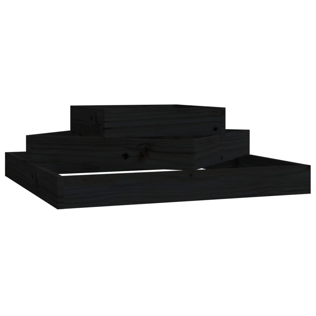 VidaXL Plantenbak 83x83x27 cm massief grenenhout zwart