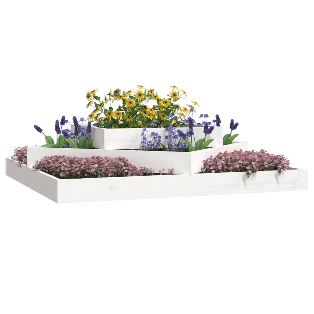 Vidaxl plantenbak 112x112x27 cm massief grenenhout wit