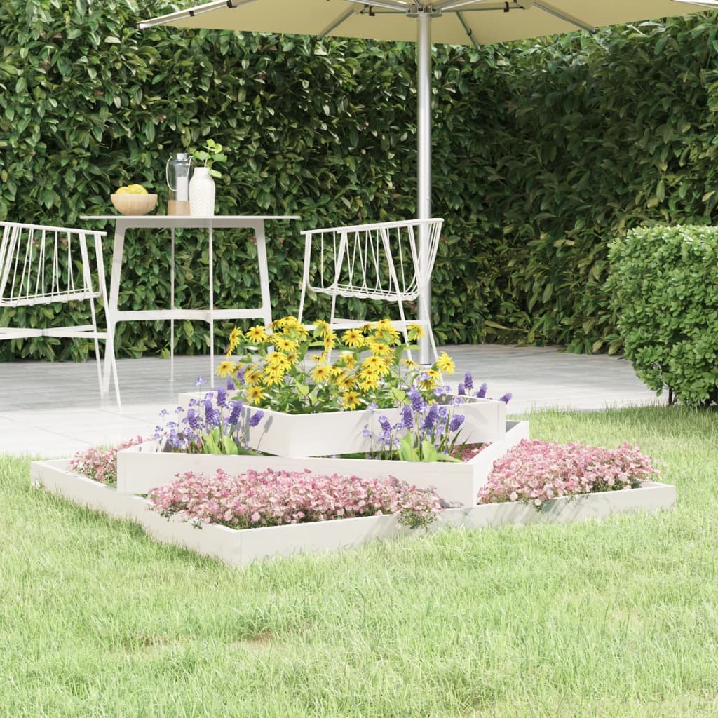 Vidaxl plantenbak 112x112x27 cm massief grenenhout wit