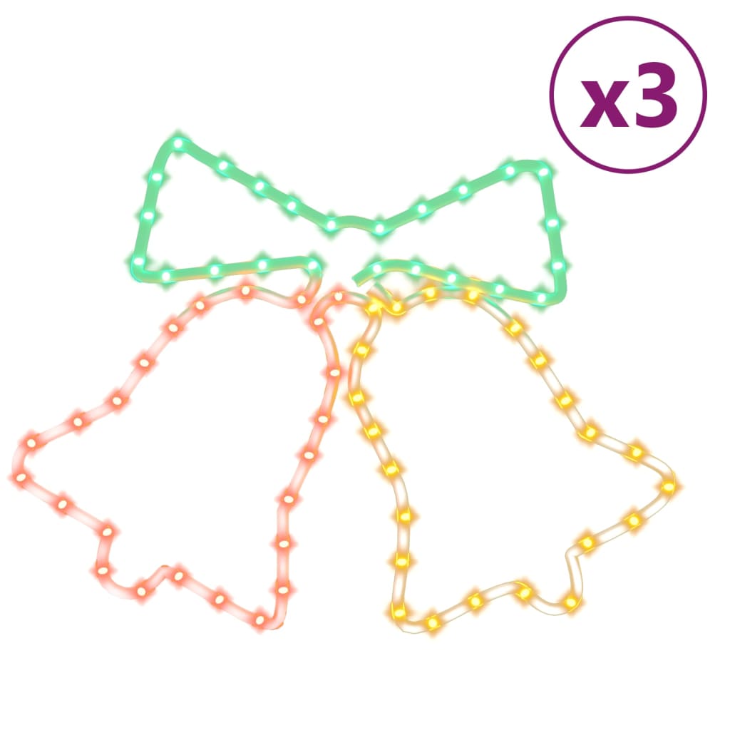 Vidaxl kerstfiguren klokken met 72 led's 3 st 50x56 cm