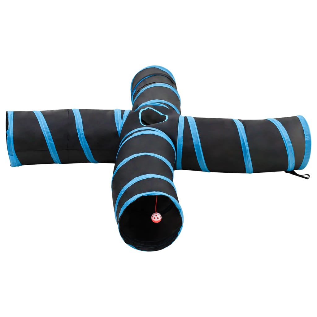 Vidaxl kattentunnel 4-voudig 25 cm polyester zwart en blauw