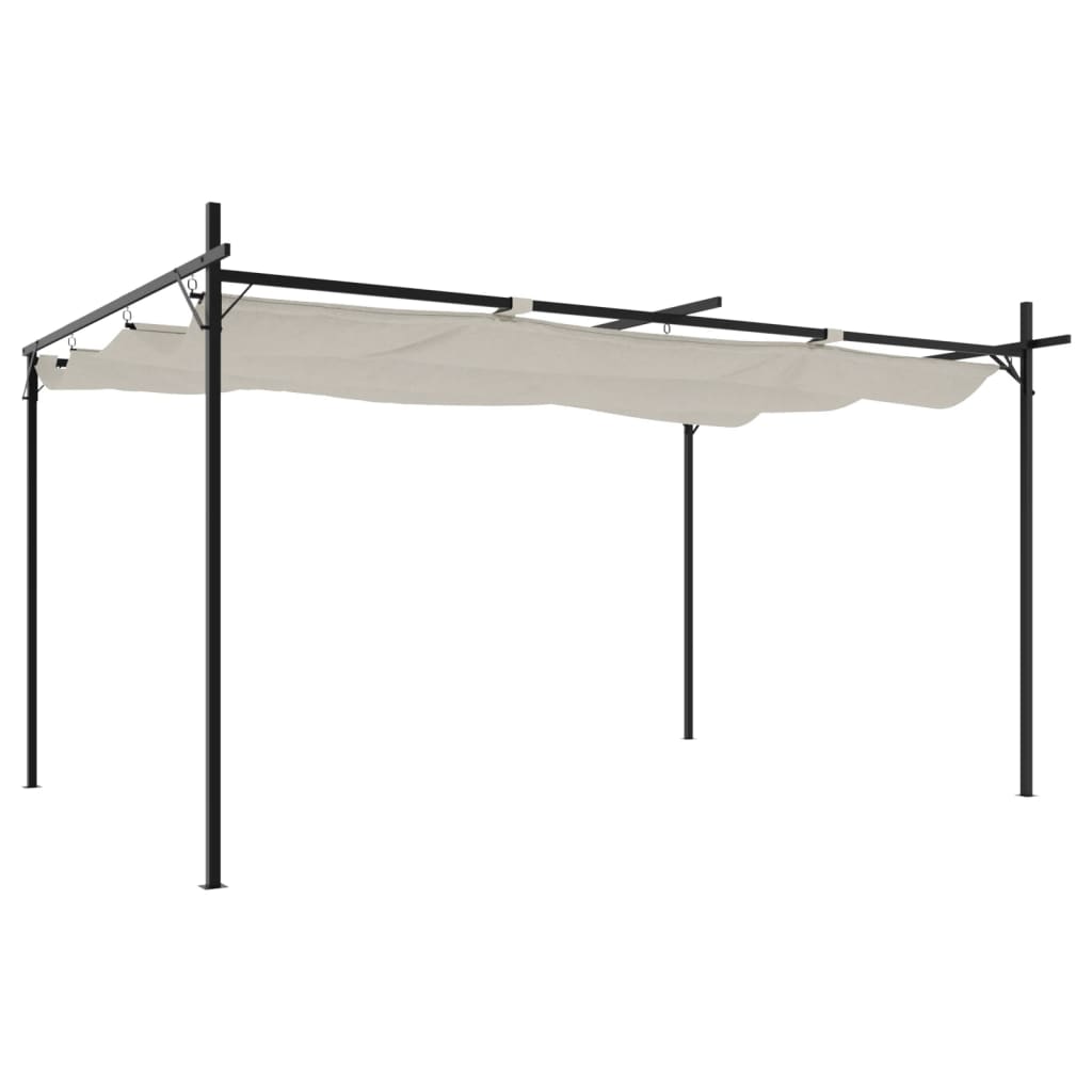 Vidaxl pergola met uitschuifbaar dak 395x292x230 crèmekleurig