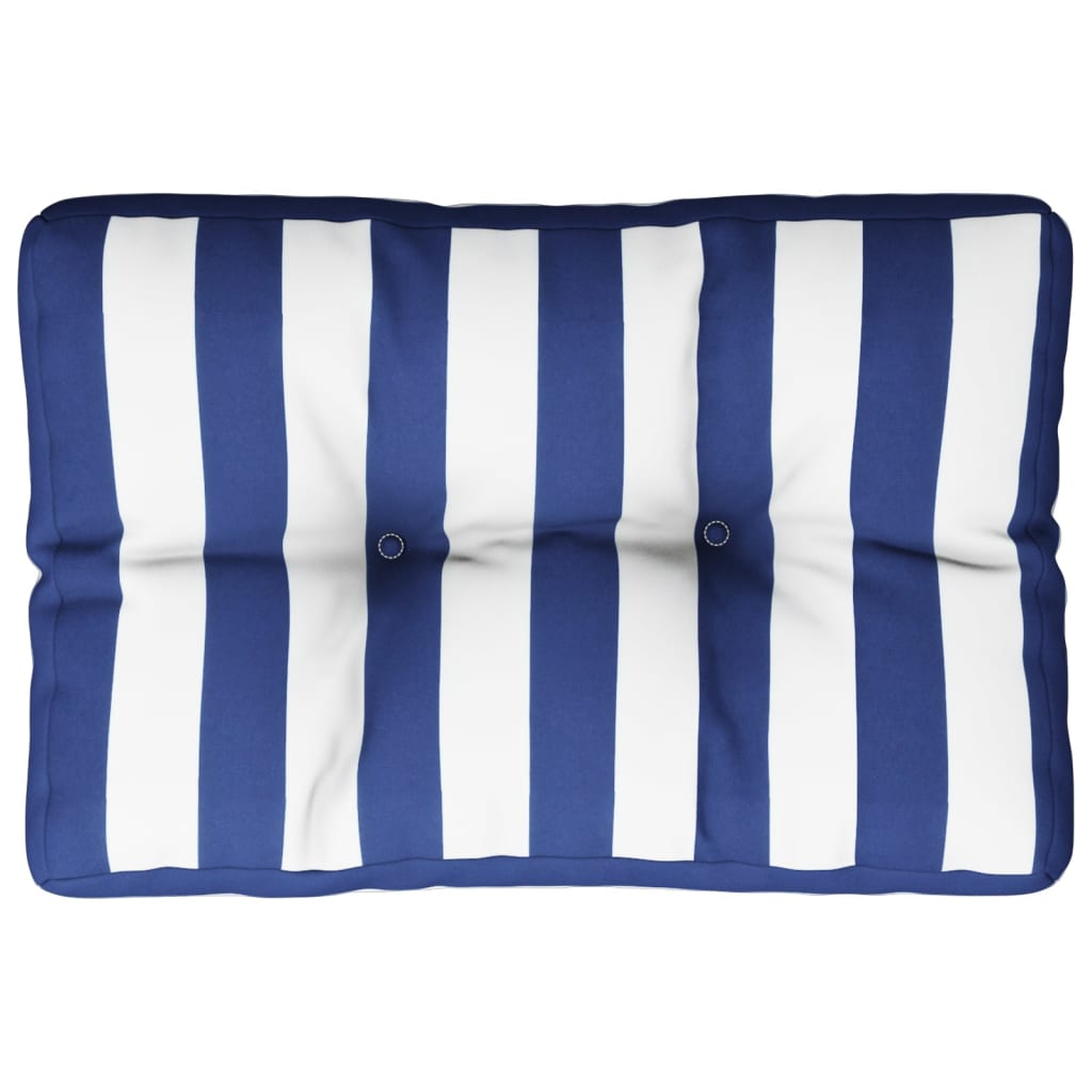 Vidaxl palletkussen gestreept 60x40x12 cm stof blauw en wit