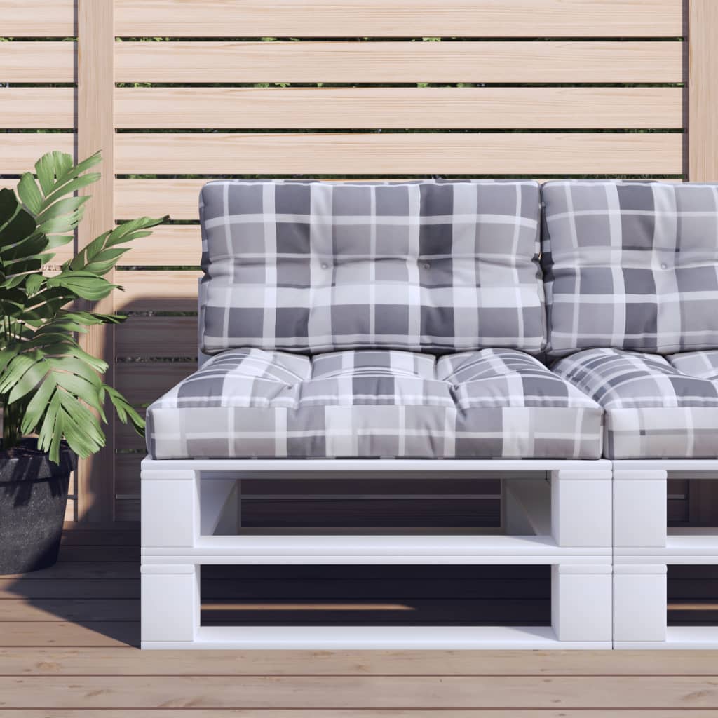 Vidaxl palletkussen ruitpatroon 80x40x12 cm stof ruitpatroon grijs