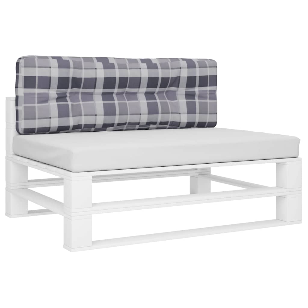 Vidaxl palletkussen 120x40x12 cm stof ruitpatroon grijs