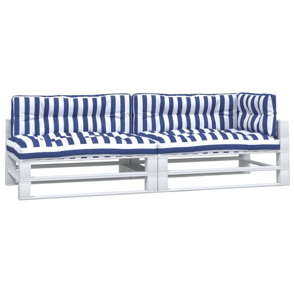 Vidaxl palletkussens 5 st gestreept stof wit en blauw