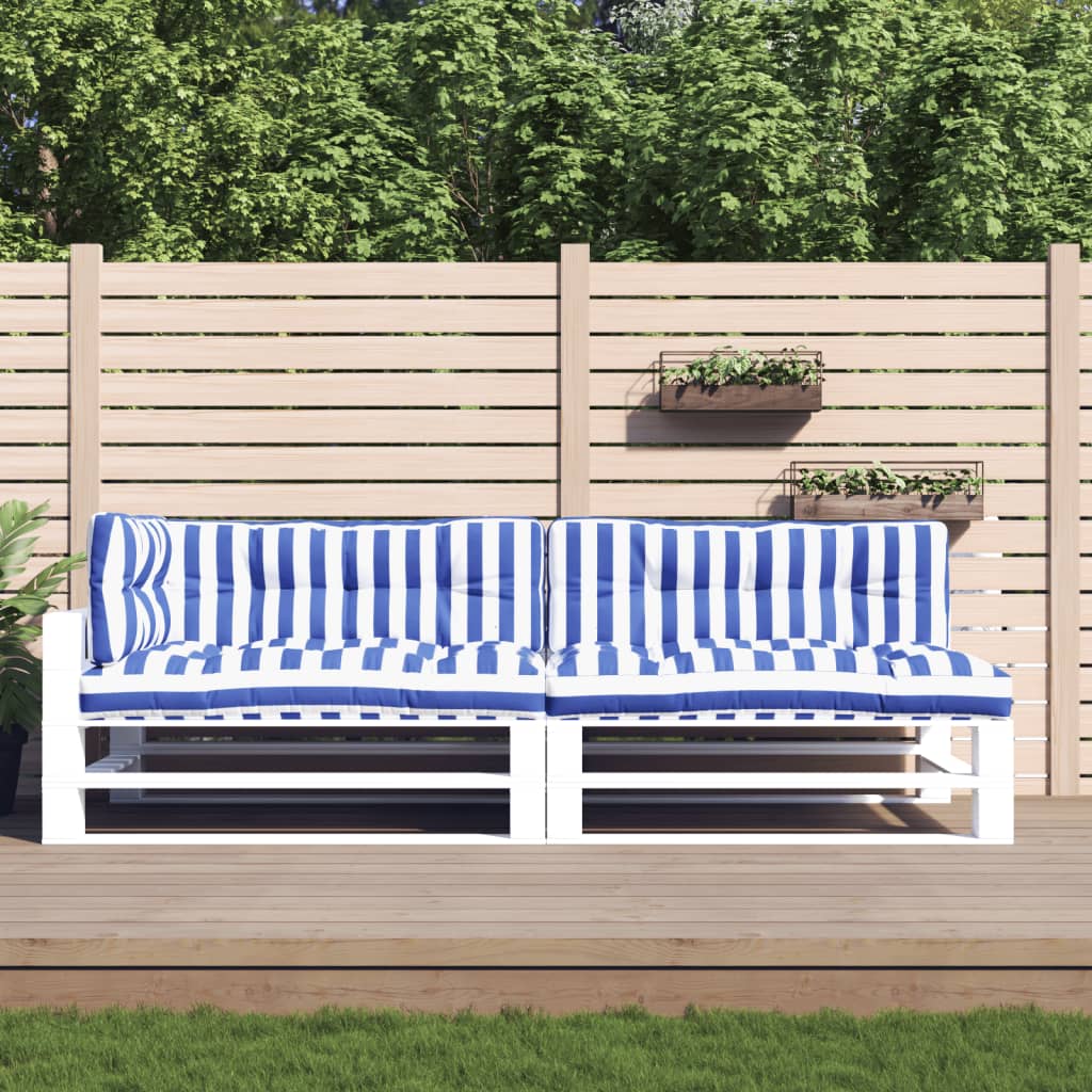Vidaxl palletkussens 5 st gestreept stof wit en blauw