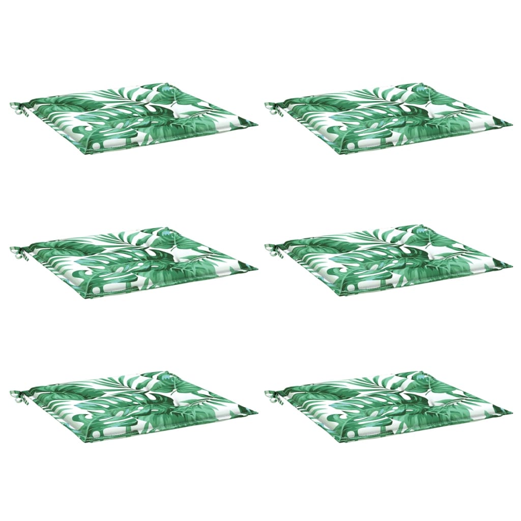 Vidaxl stoelkussens 6 st bladpatroon 50x50x4 cm stof