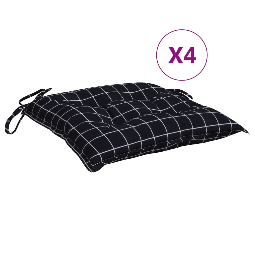 Vidaxl stoelkussens 4 st 50x50x7 cm stof ruitpatroon zwart