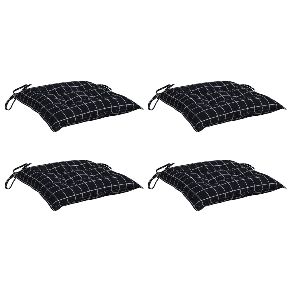 Vidaxl stoelkussens 4 st 50x50x7 cm stof ruitpatroon zwart