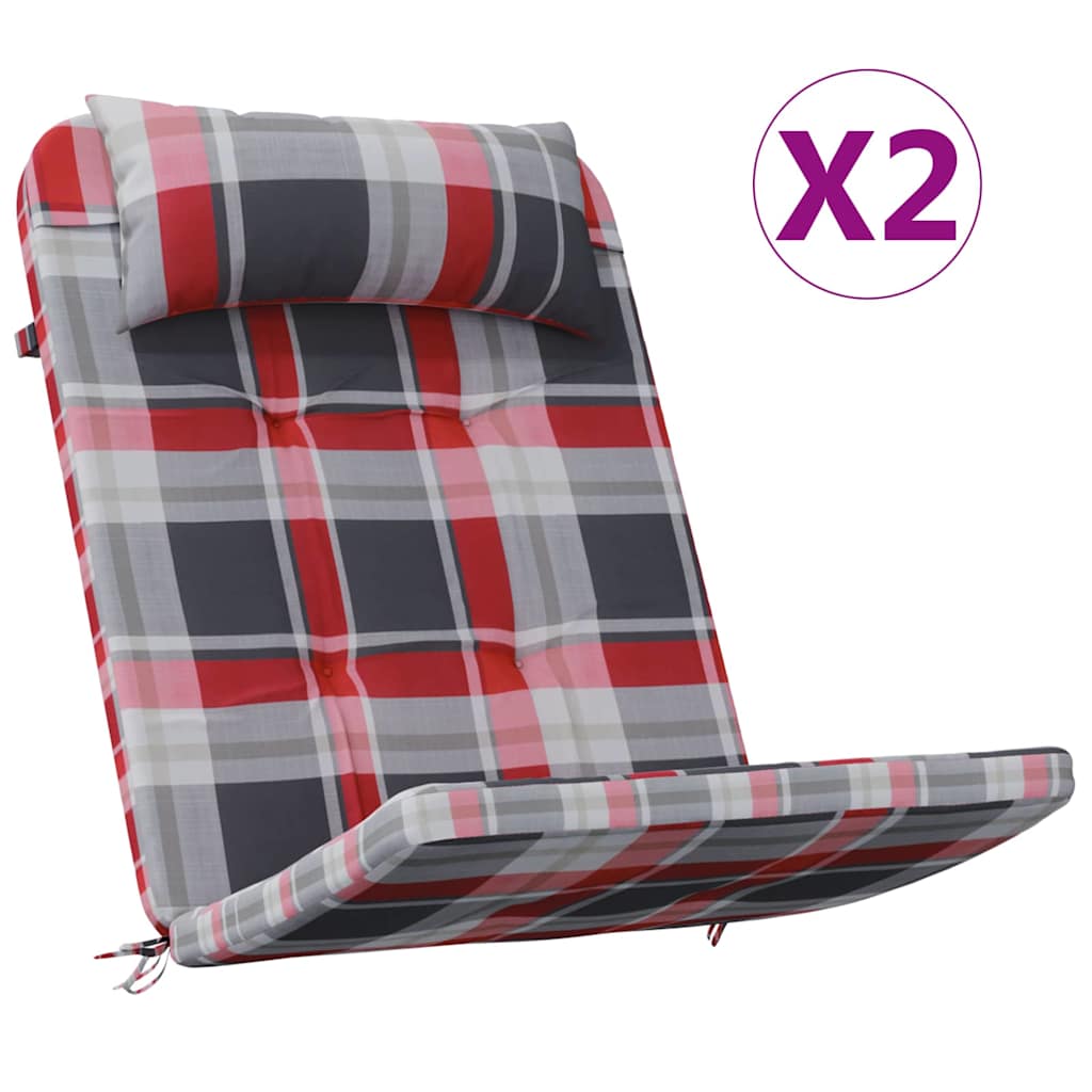 Vidaxl stoelkussens 2 pcs rood ruit 58 x 77 x 4,5 cm oxford stof