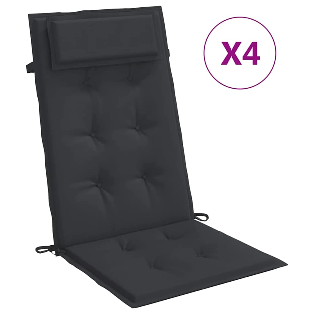 Vidaxl stoelkussens 4 st hoge rug oxford stof zwart