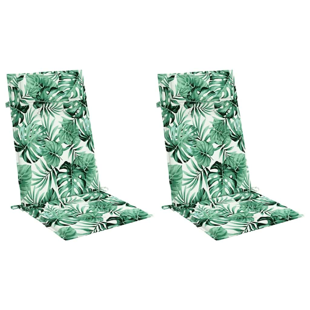 Vidaxl stoelkussens 2 st hoge rug bladpatroon oxford stof