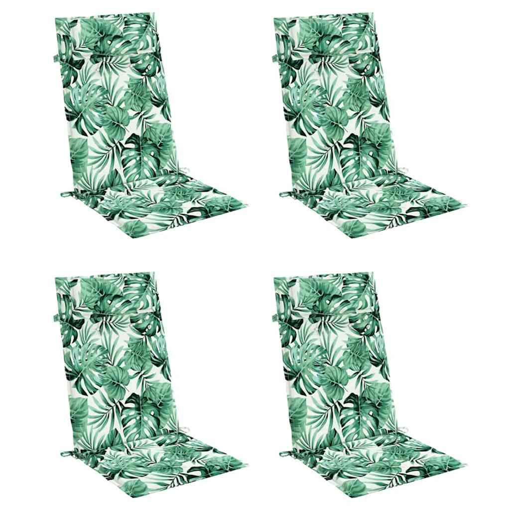 Vidaxl stoelkussens 4 st hoge rug bladpatroon oxford stof