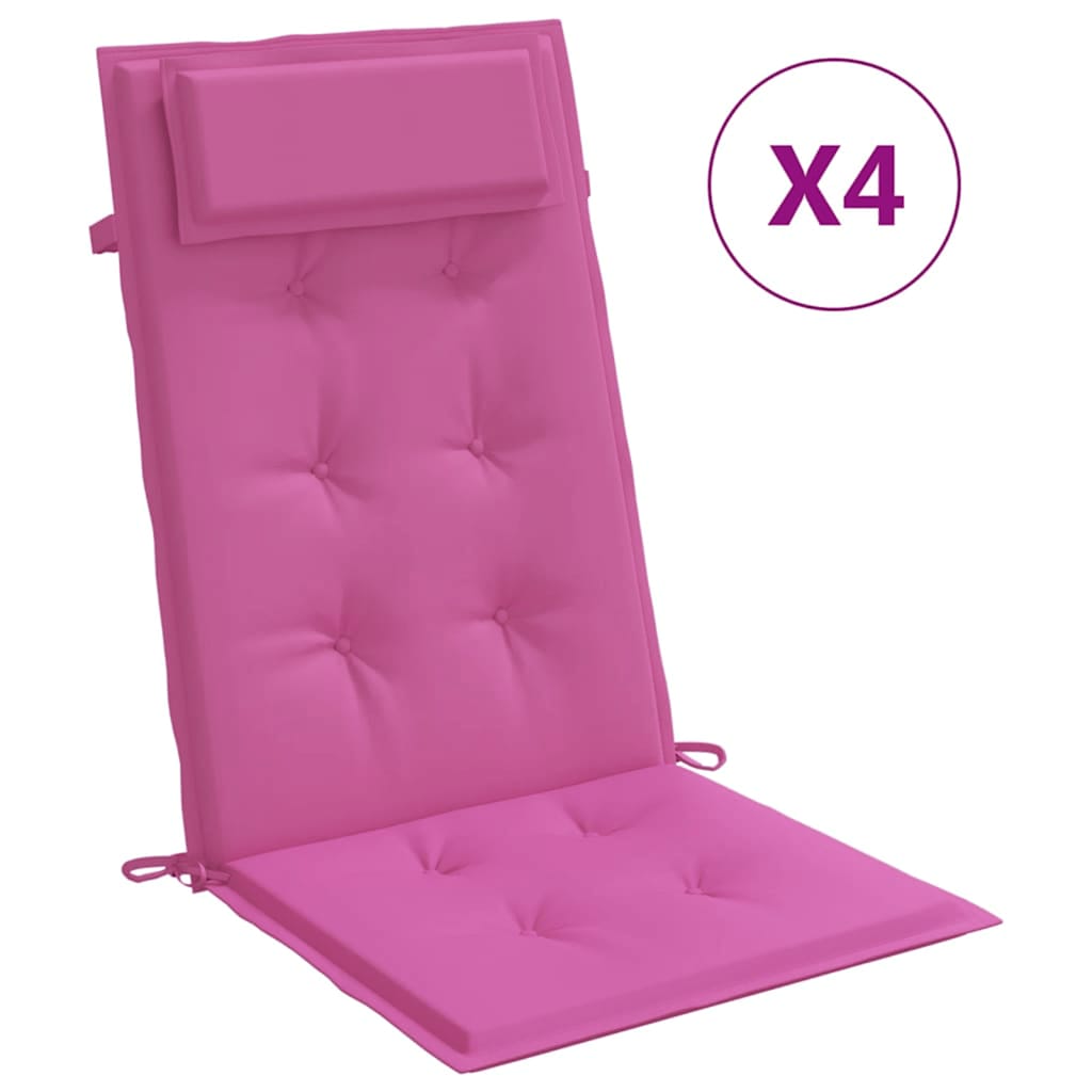 Vidaxl stoelkussens 4 st hoge rug oxford stof roze