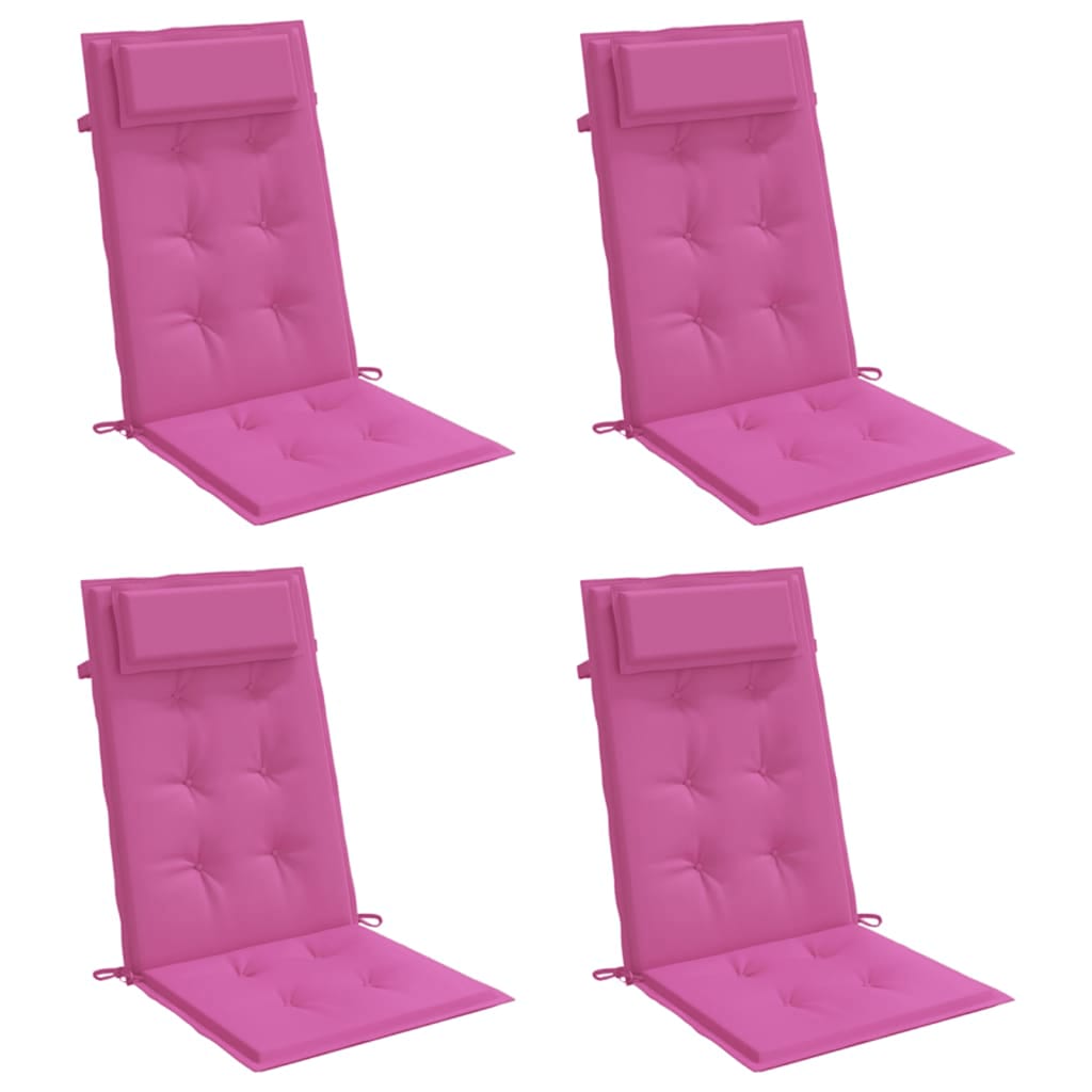 Vidaxl stoelkussens 4 st hoge rug oxford stof roze