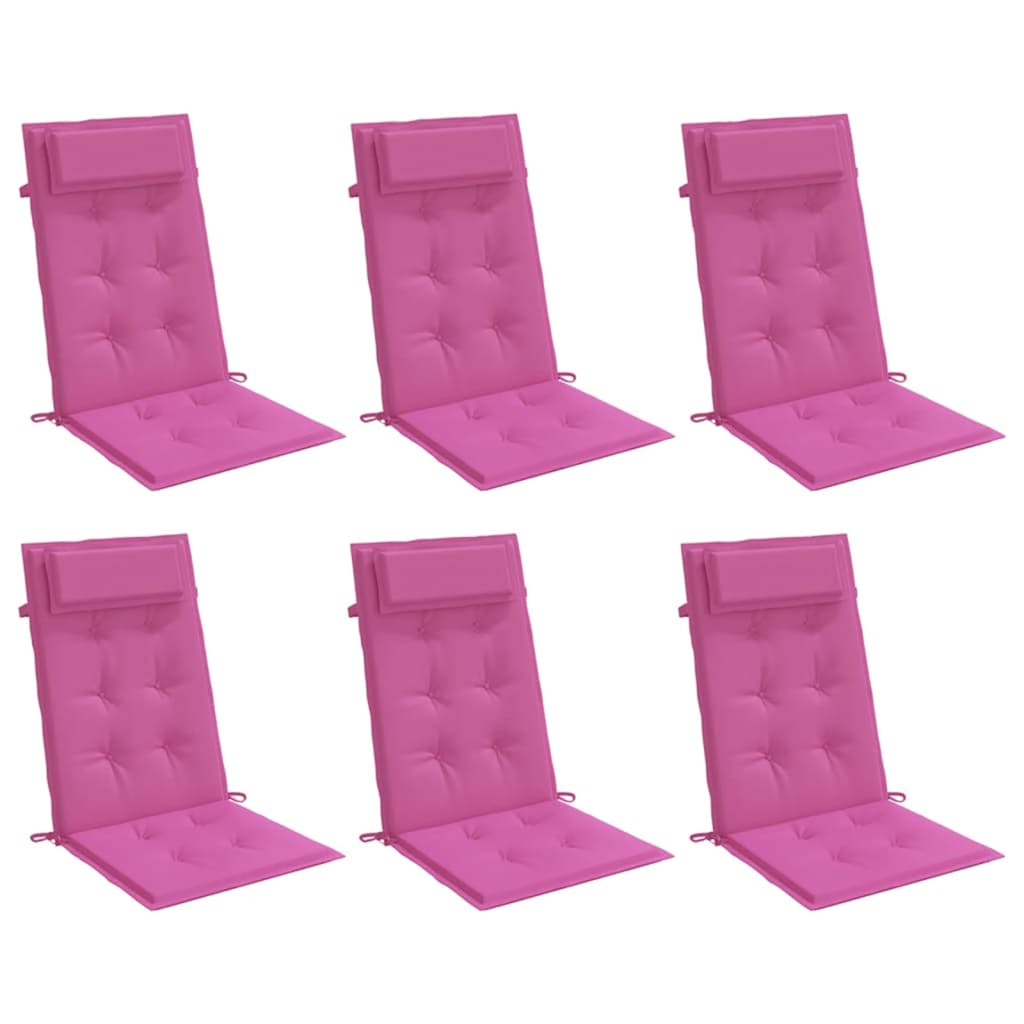Vidaxl stoelkussens 6 st hoge rug oxford stof roze