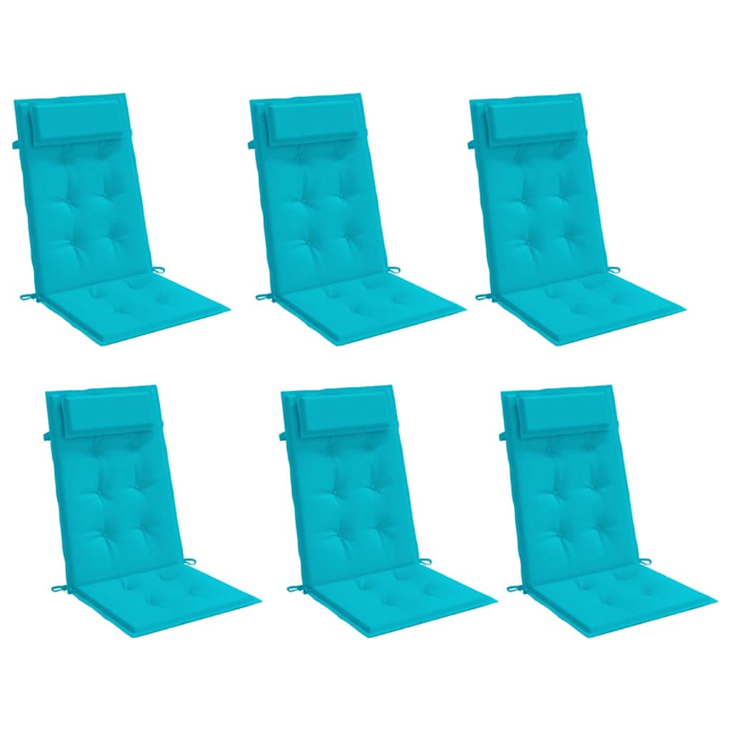 Vidaxl stoelkussens 6 st hoge rug oxford stof turquoise