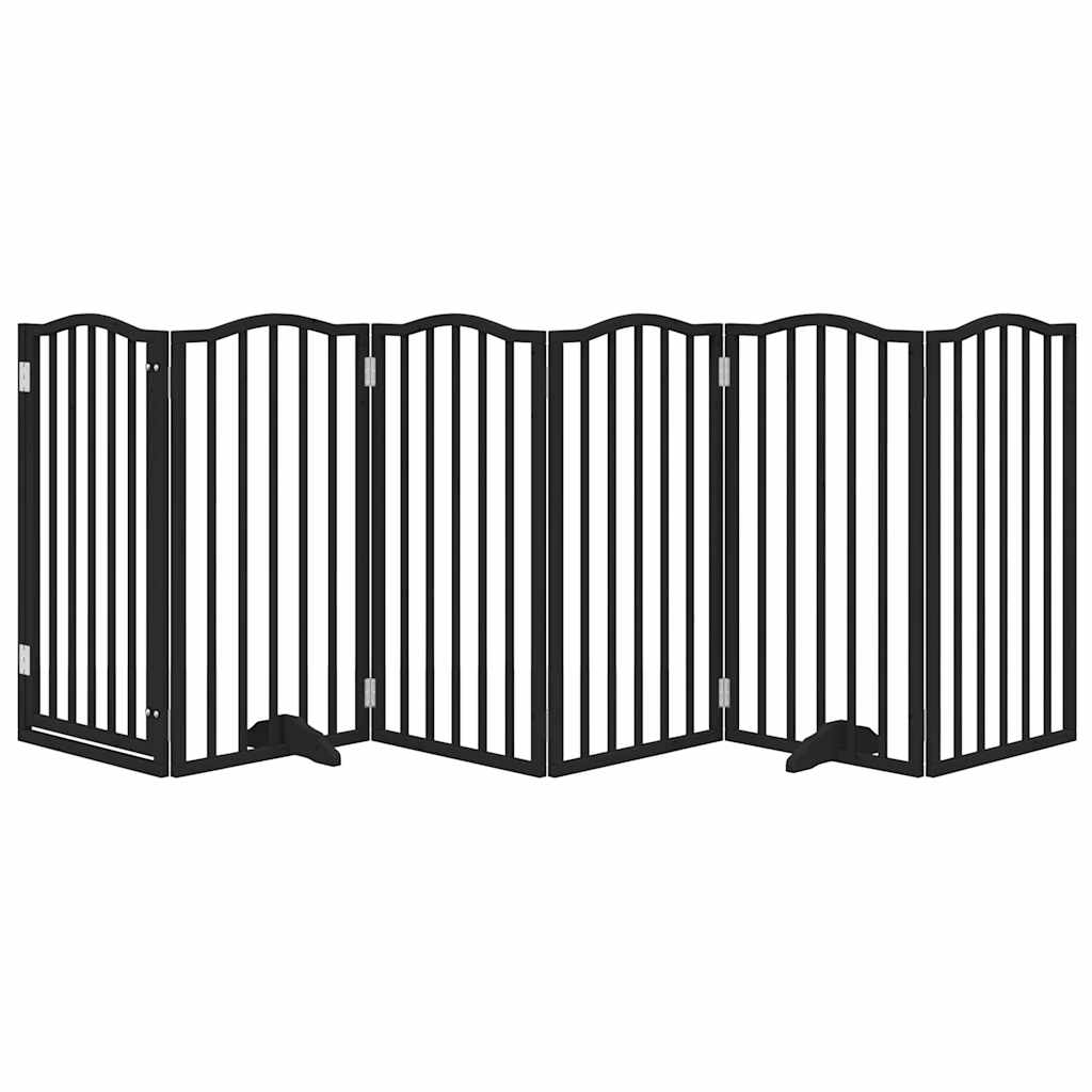 Vidaxl hondenhek inklapbaar 6 panelen 300 cm populierenhout zwart