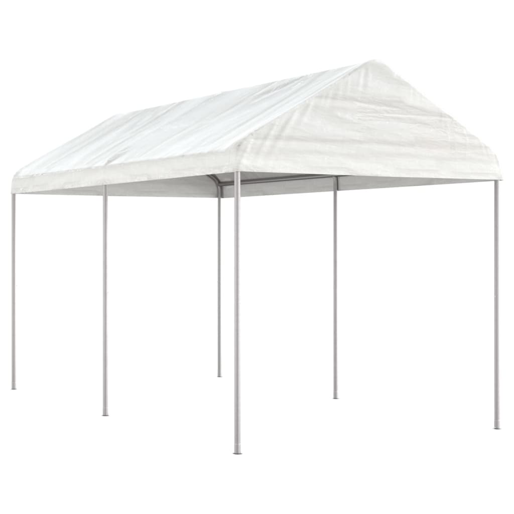 Vidaxl prieel met dak 4,46x2,28x2,69 m polyetheen wit