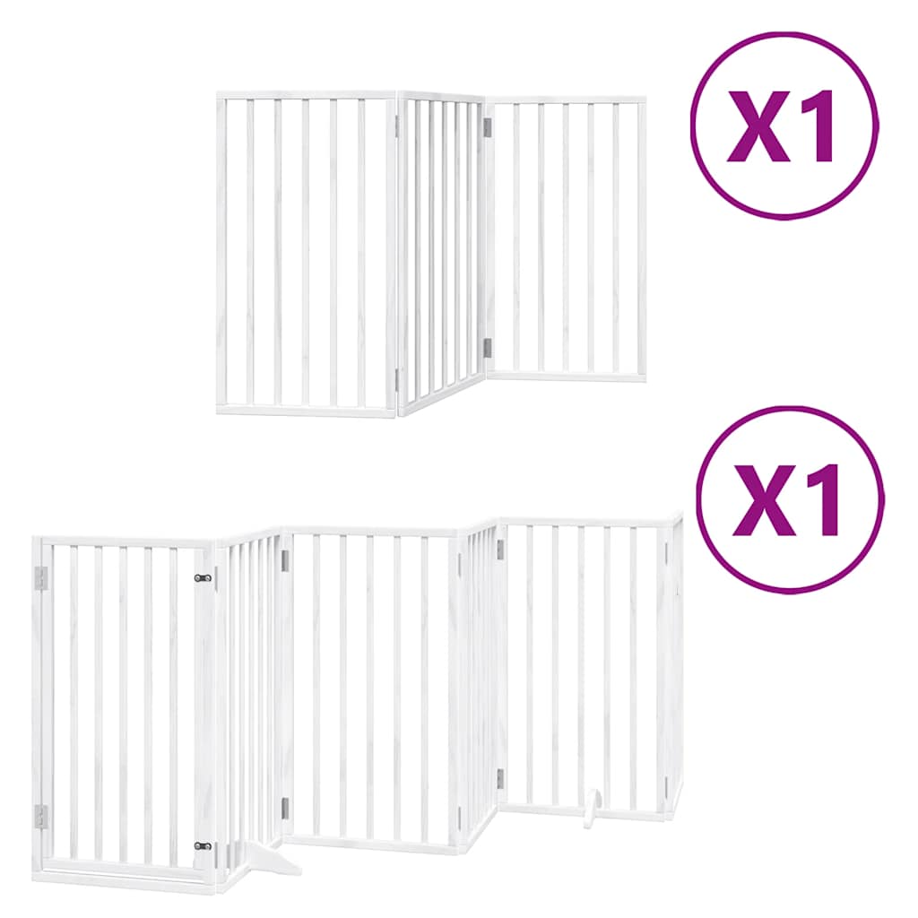 Vidaxl hondenhek inklapbaar met deur 9 panelen 450 cm populierhout wit