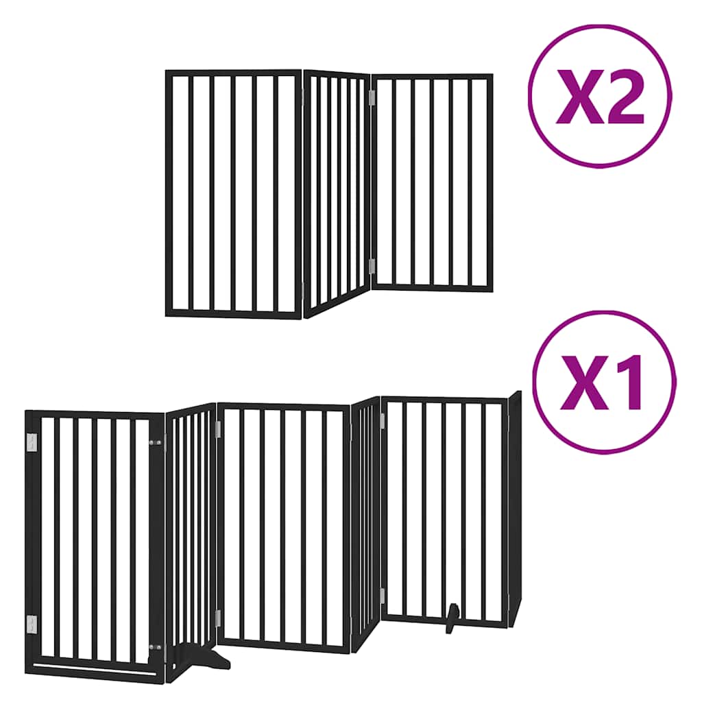 Vidaxl hondenhek inklapbaar 12 panelen 600 cm populierenhout zwart