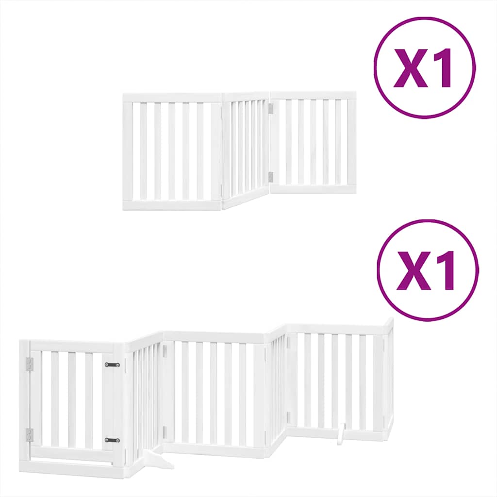 Vidaxl hondenhek inklapbaar met deur 9 panelen 450 cm populierhout wit