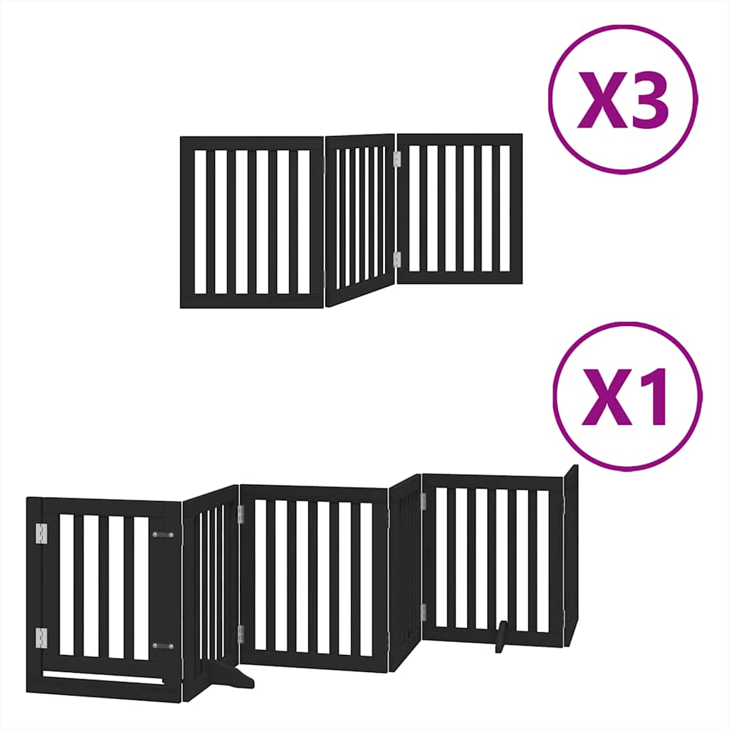 Vidaxl hondenhek inklapbaar 15 panelen 750 cm populierenhout zwart