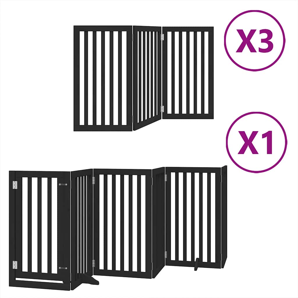 Vidaxl hondenhek inklapbaar 15 panelen 750 cm populierenhout zwart