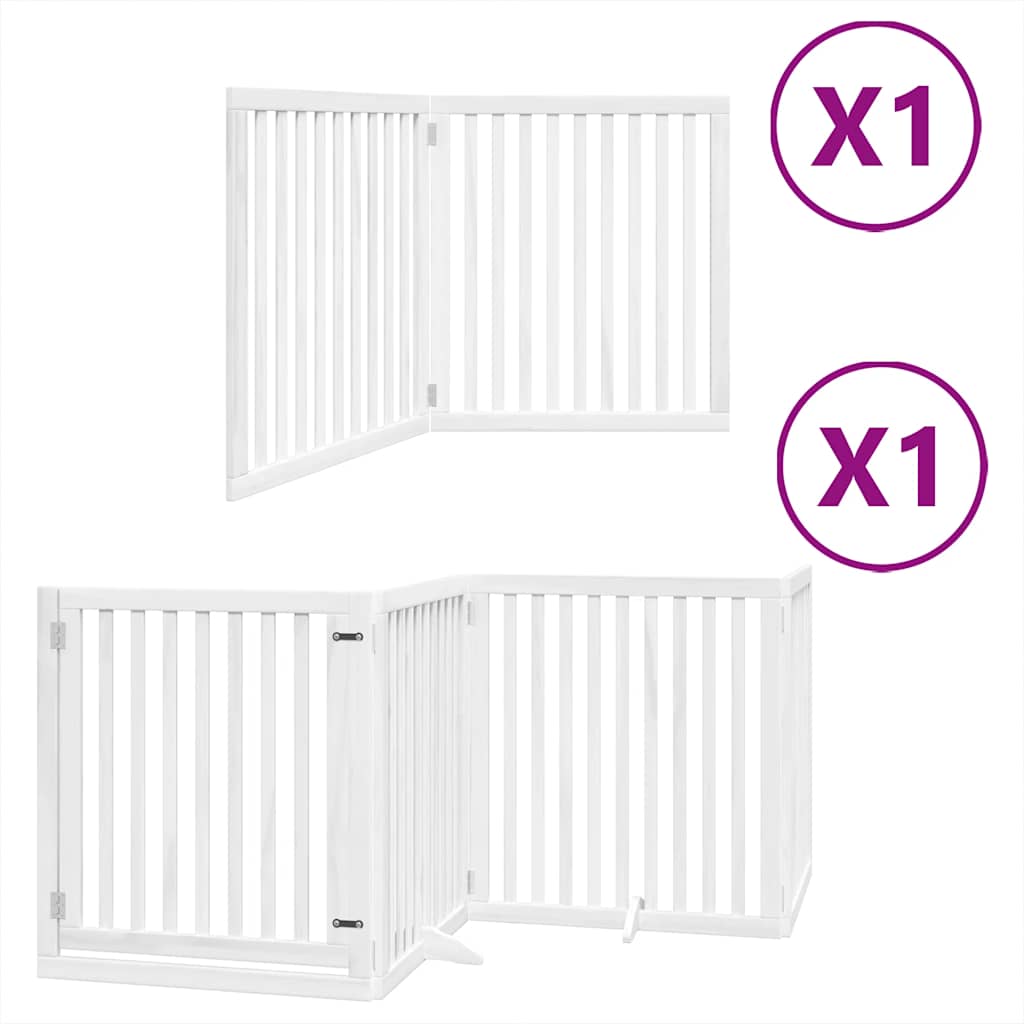 Vidaxl hondenhek inklapbaar met deur 6 panelen 480 cm populierhout wit