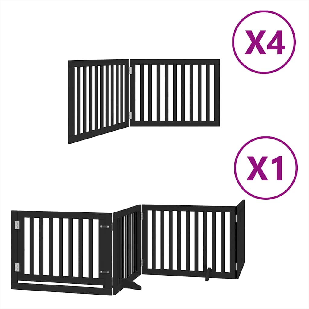 Vidaxl hondenhek inklapbaar 12 panelen 960 cm populierenhout zwart