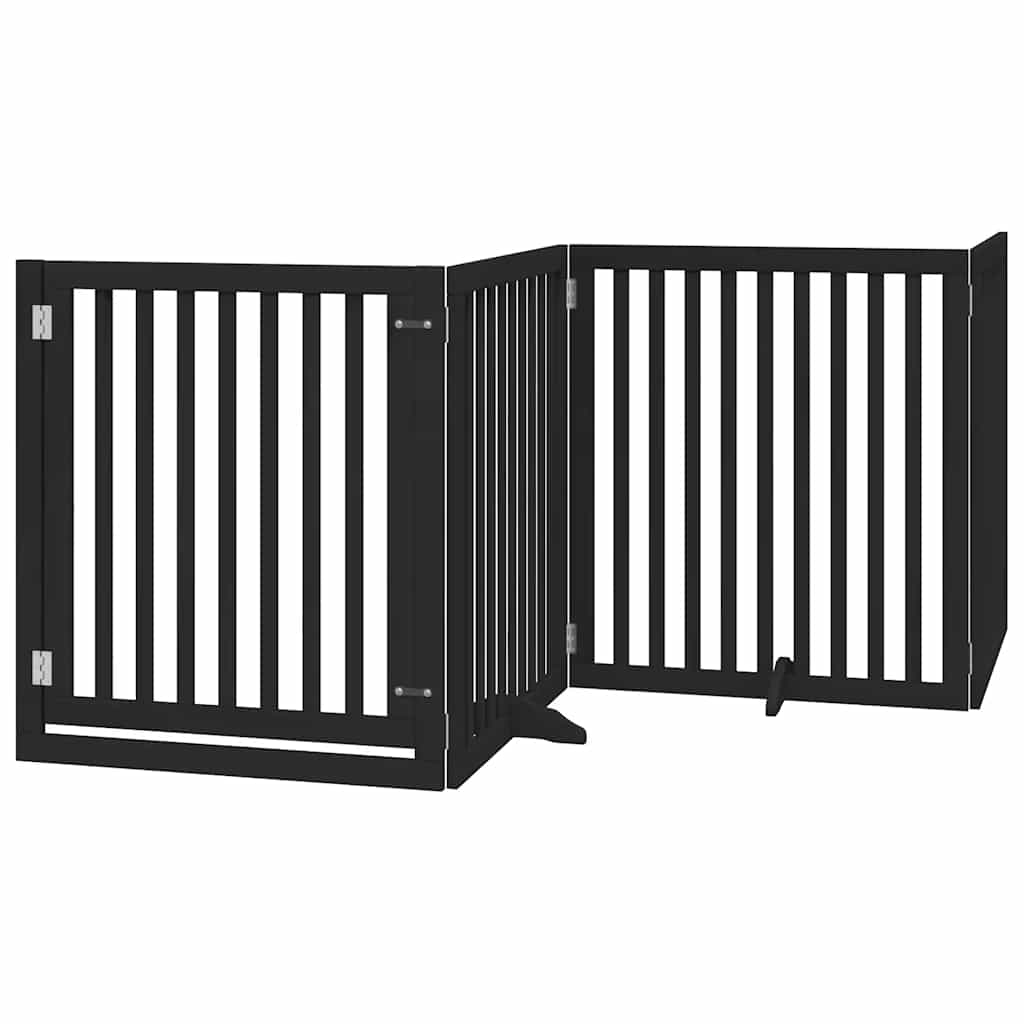 Vidaxl hondenhek inklapbaar 8 panelen 640 cm populierenhout zwart
