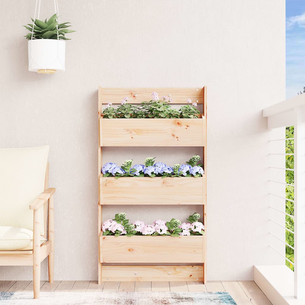 Vidaxl plantenbak wandmontage 3-laags 60x18,5x110 cm grenenhout