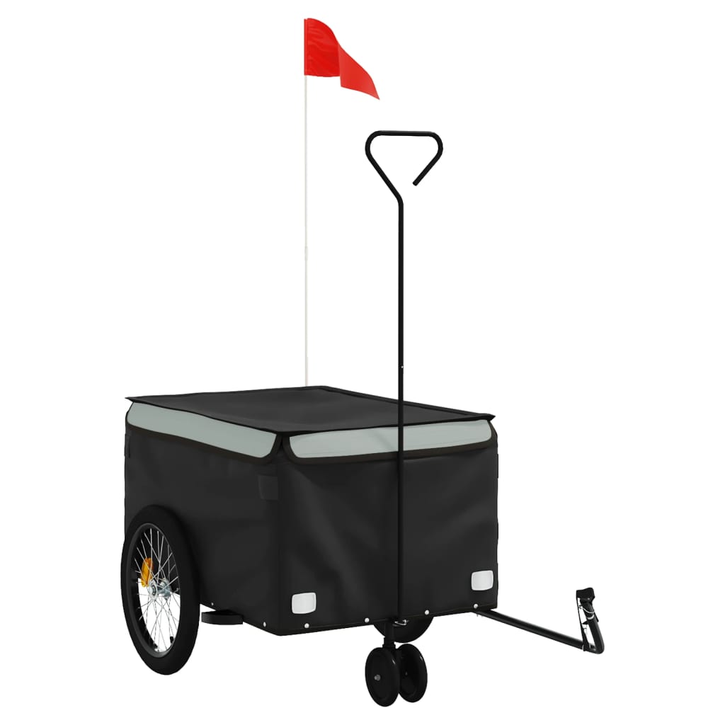Vidaxl fietstrailer 30 kg ijzer zwart en grijs