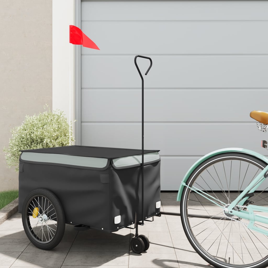 Vidaxl fietstrailer 30 kg ijzer zwart en grijs