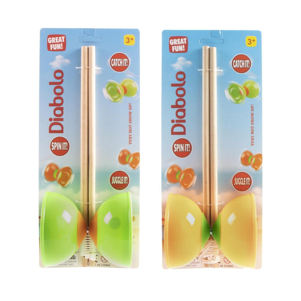 Diabolo hout 30cm 2 assorti