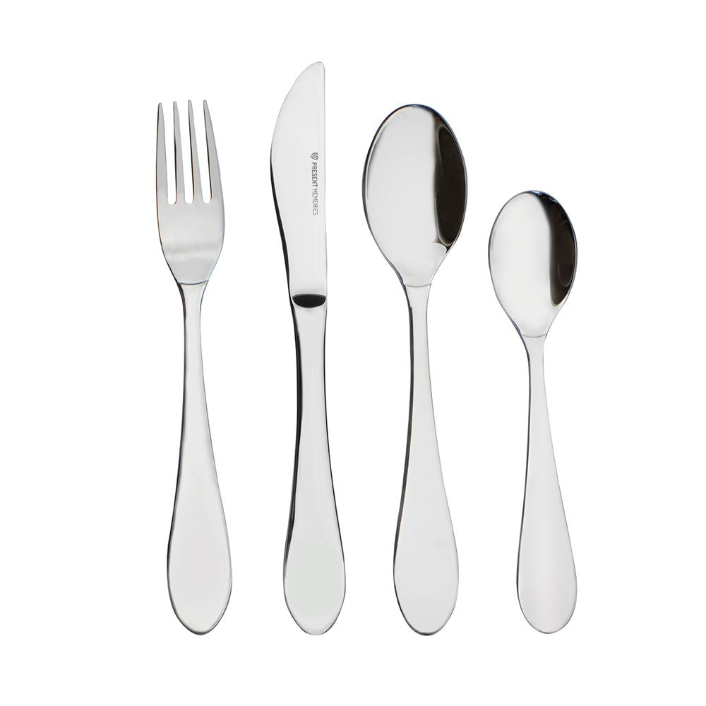 Kinderbestek - 4 delig - blanco - zilver