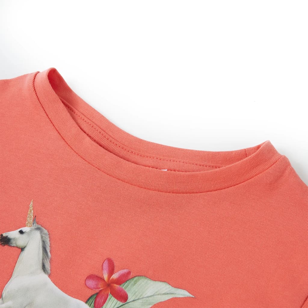 VidaXL Kindershirt met korte mouwen 116 koraalkleurig