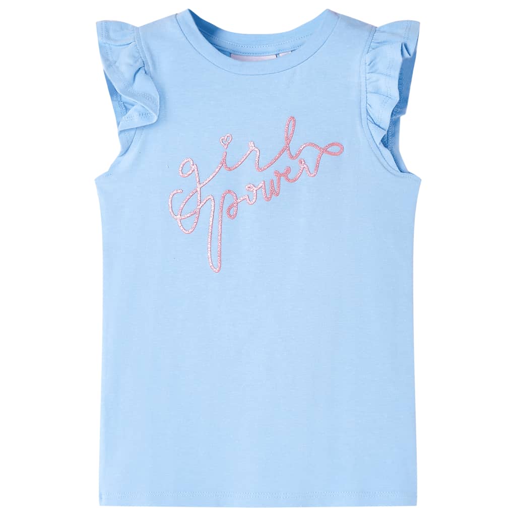 Vidaxl kindershirt met ruches aan de mouwen 128 lichtblauw