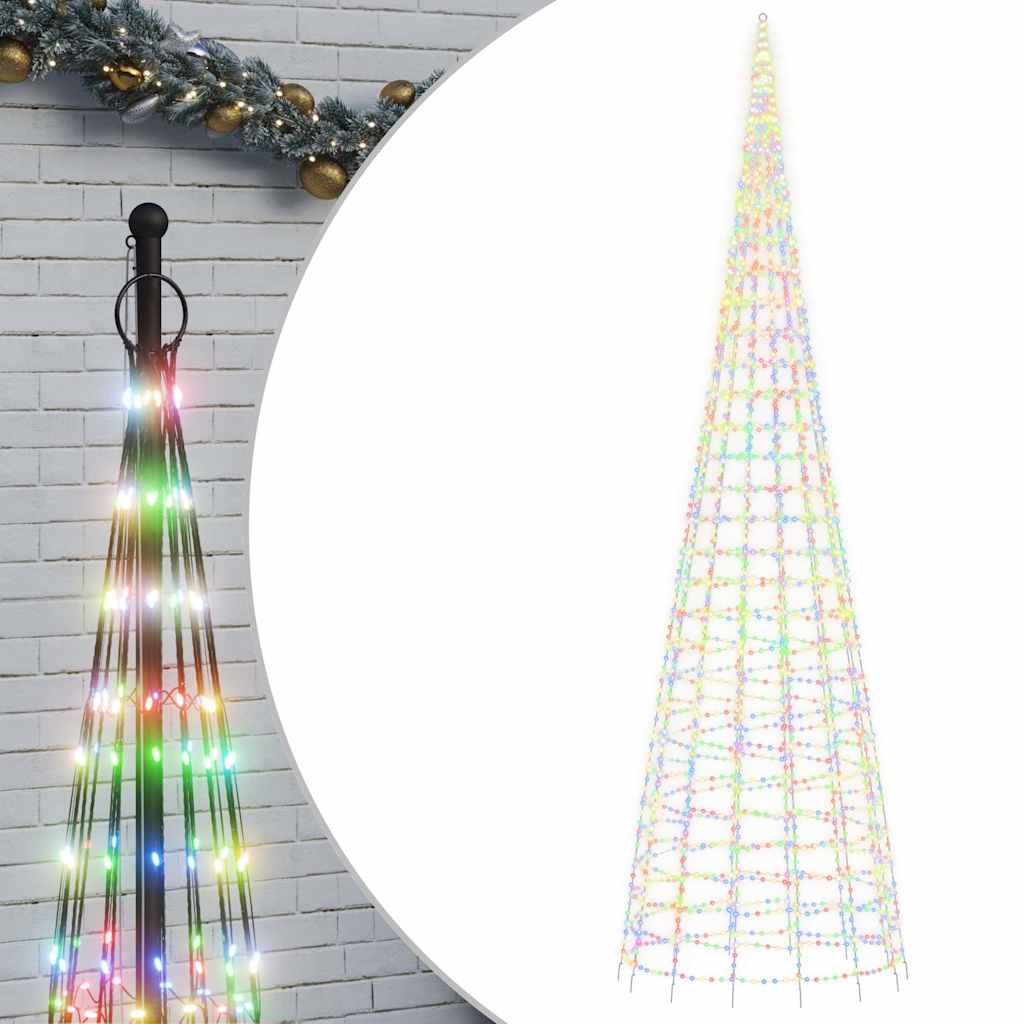 Vidaxl led-kerstboom aan vlaggenmast 3000 leds kleurrijk 800 cm