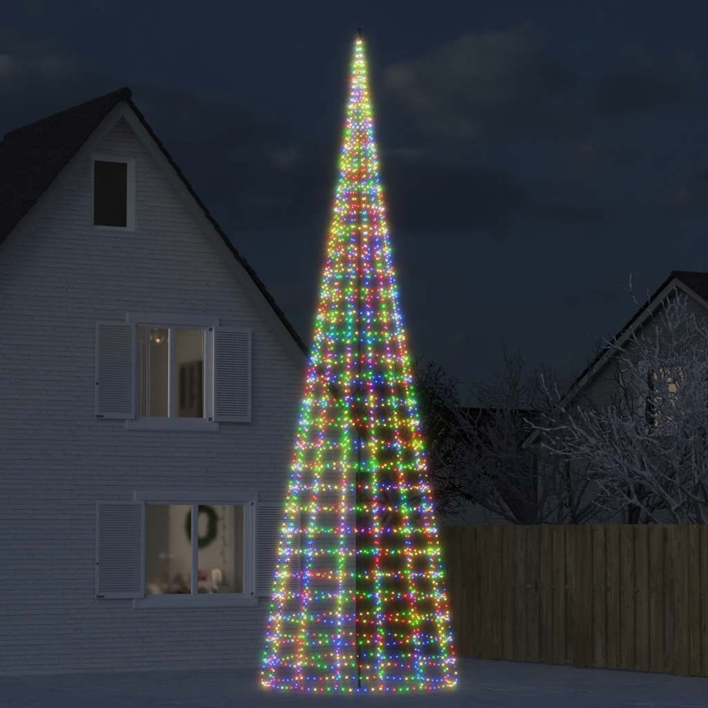 Vidaxl led-kerstboom aan vlaggenmast 3000 leds kleurrijk 800 cm