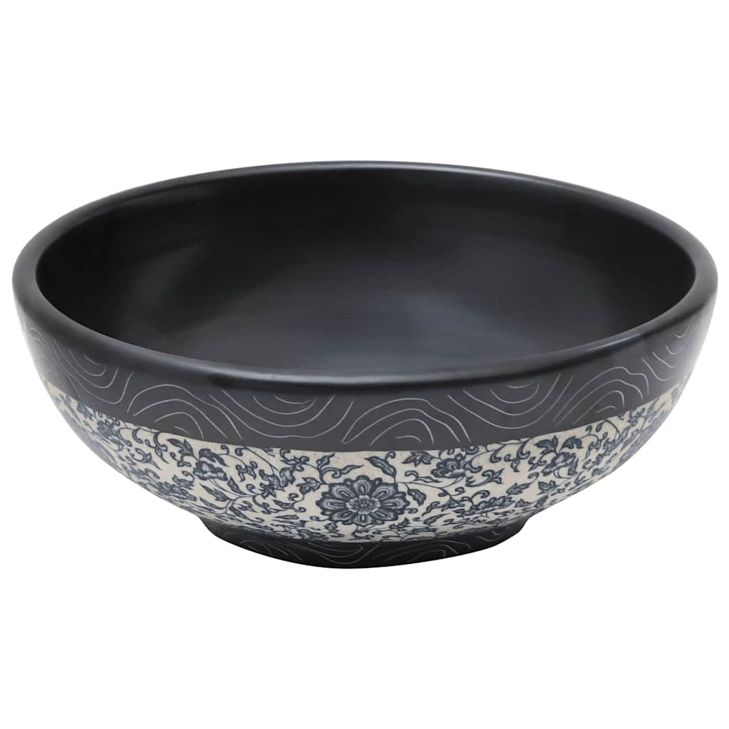 Vidaxl opzetwasbak rond φ41x14 cm keramiek zwart en blauw