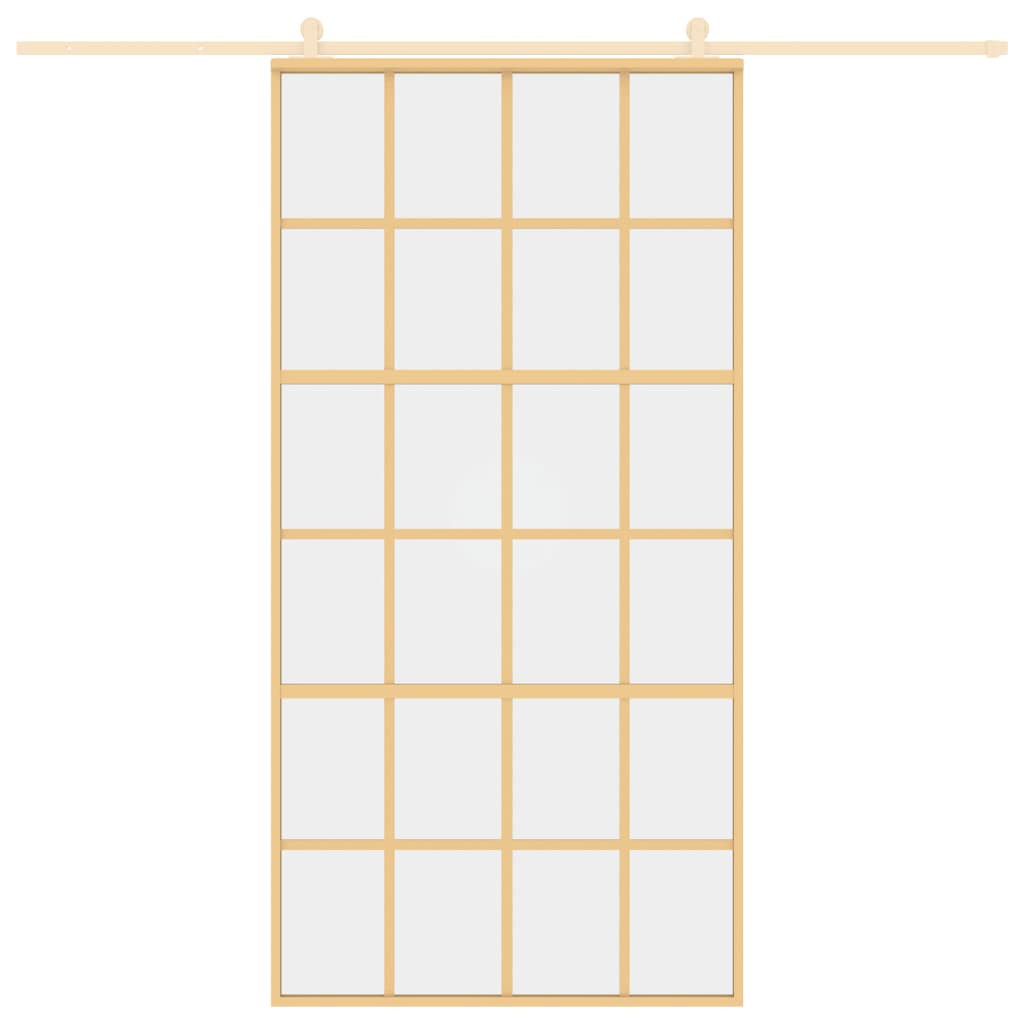 VidaXL Schuifdeur 102,5x205 cm helder ESG-glas en aluminium goudkleur