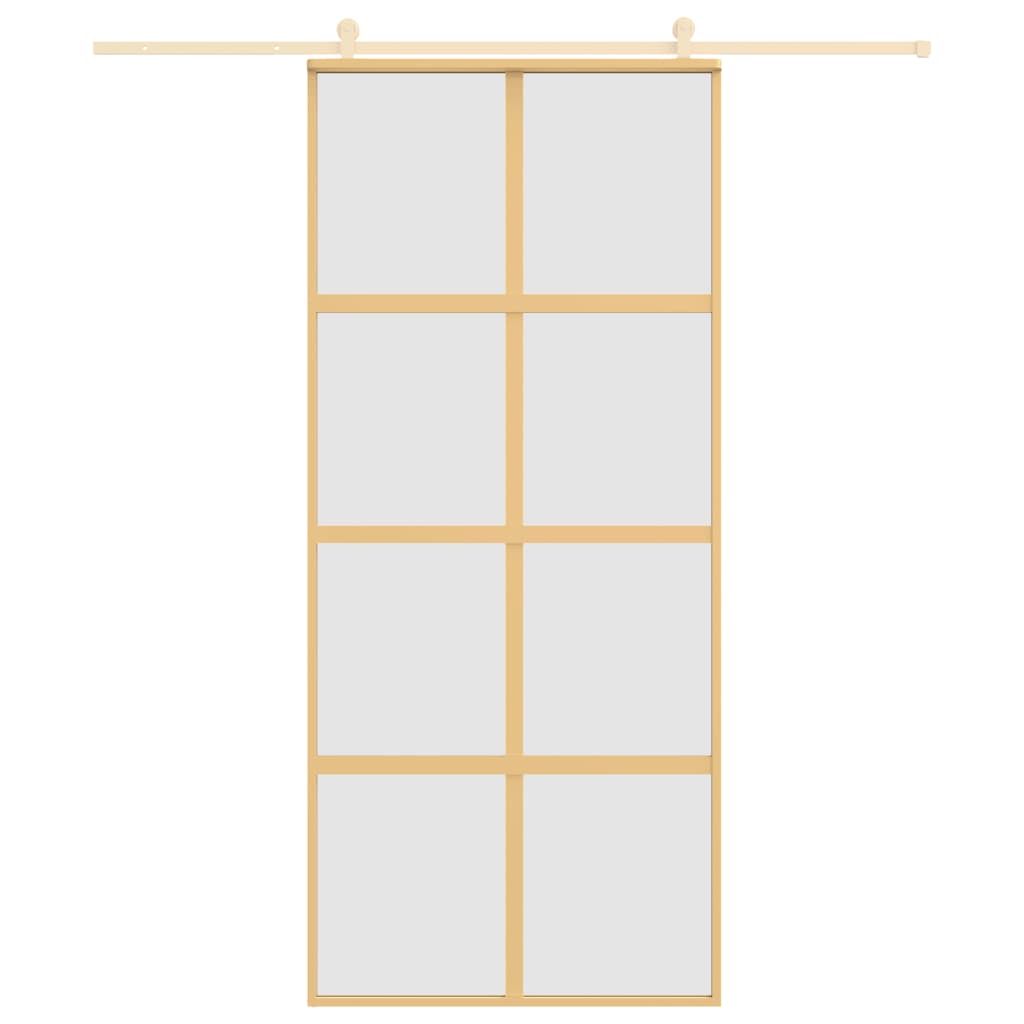 Vidaxl schuifdeur 90x205 cm mat esg-glas en aluminium goudkleurig