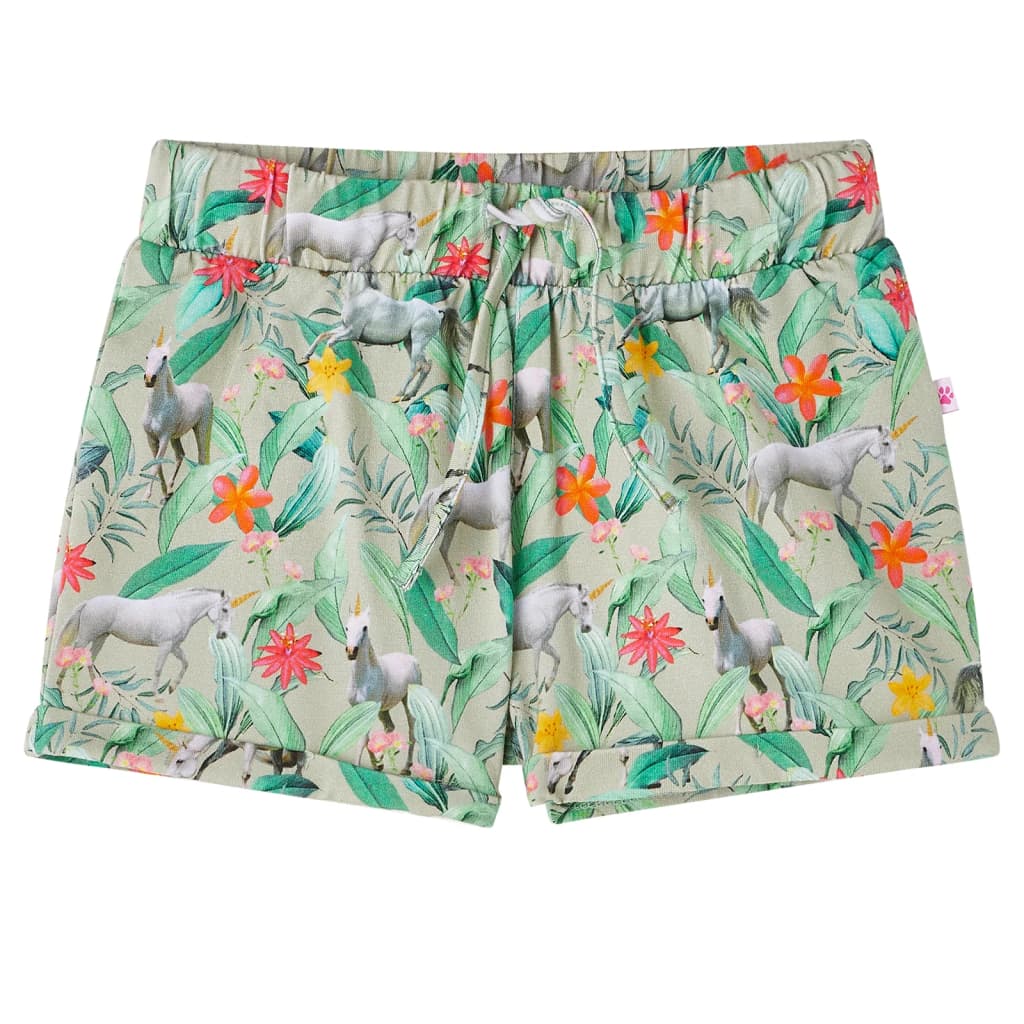 VidaXL Kindershorts met trekkoord 128 lichtkaki