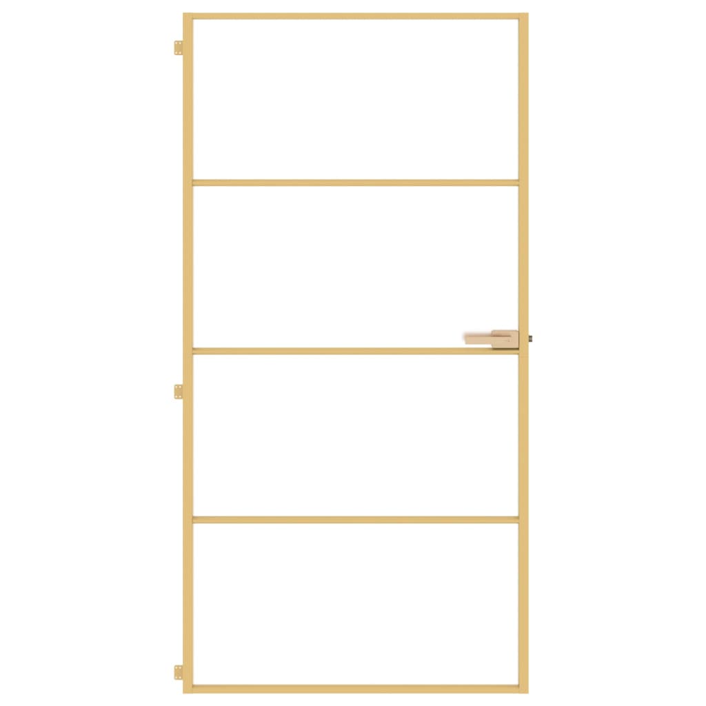VidaXL Binnendeur smal 102,5x201,5 cm gehard glas en aluminium goud
