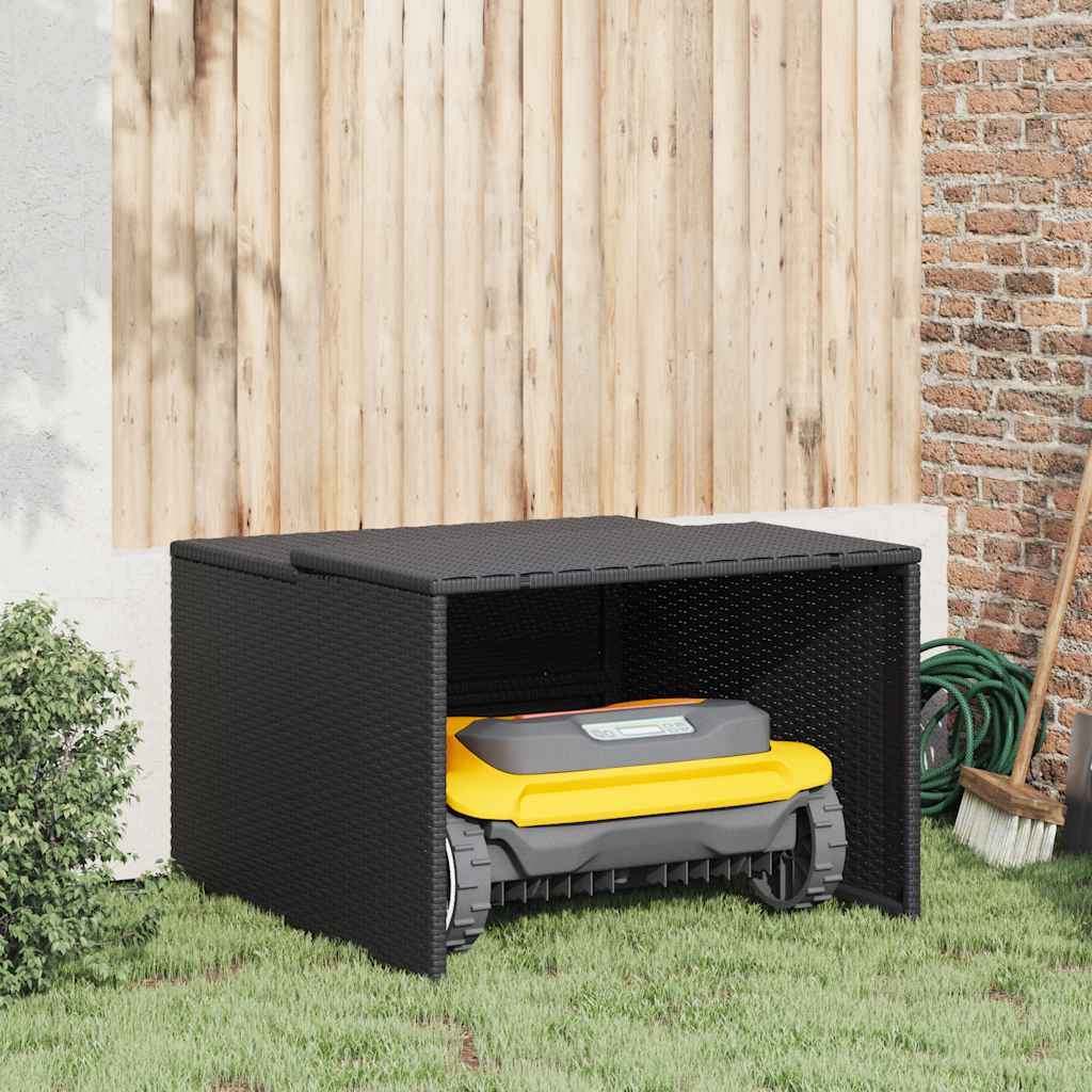 Vidaxl garage voor robotmaaier 86x90x52 57 cm poly rattan zwart