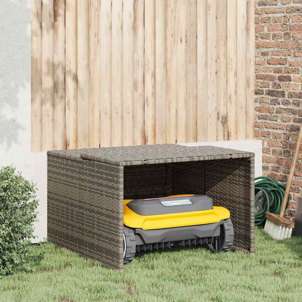 Vidaxl garage voor robotmaaier 86x90x52 57 cm poly rattan grijs